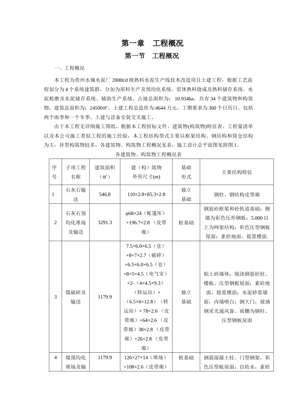 水泥厂工程施工组织设计_第1页