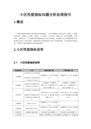 GSM网络优化——小区性能指标问题分析处理指引手册