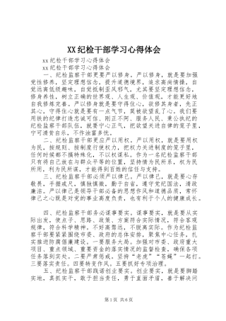 XX纪检干部学习心得体会