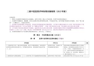 3二级中医医院评审标准实施细则(XXXX年版)
