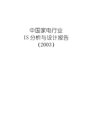 中国家电业IS分析与设计报告(1)