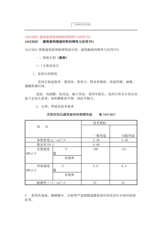 1A413020 建筑装饰装修材料的特性与应用P51