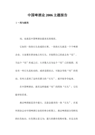 中国啤酒业主题报告书