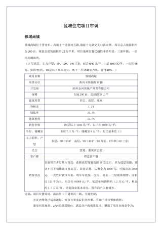 区域楼盘调研分析