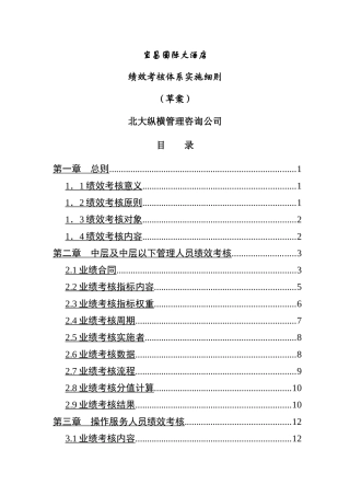 某国际大酒店绩效考核体系实施细则