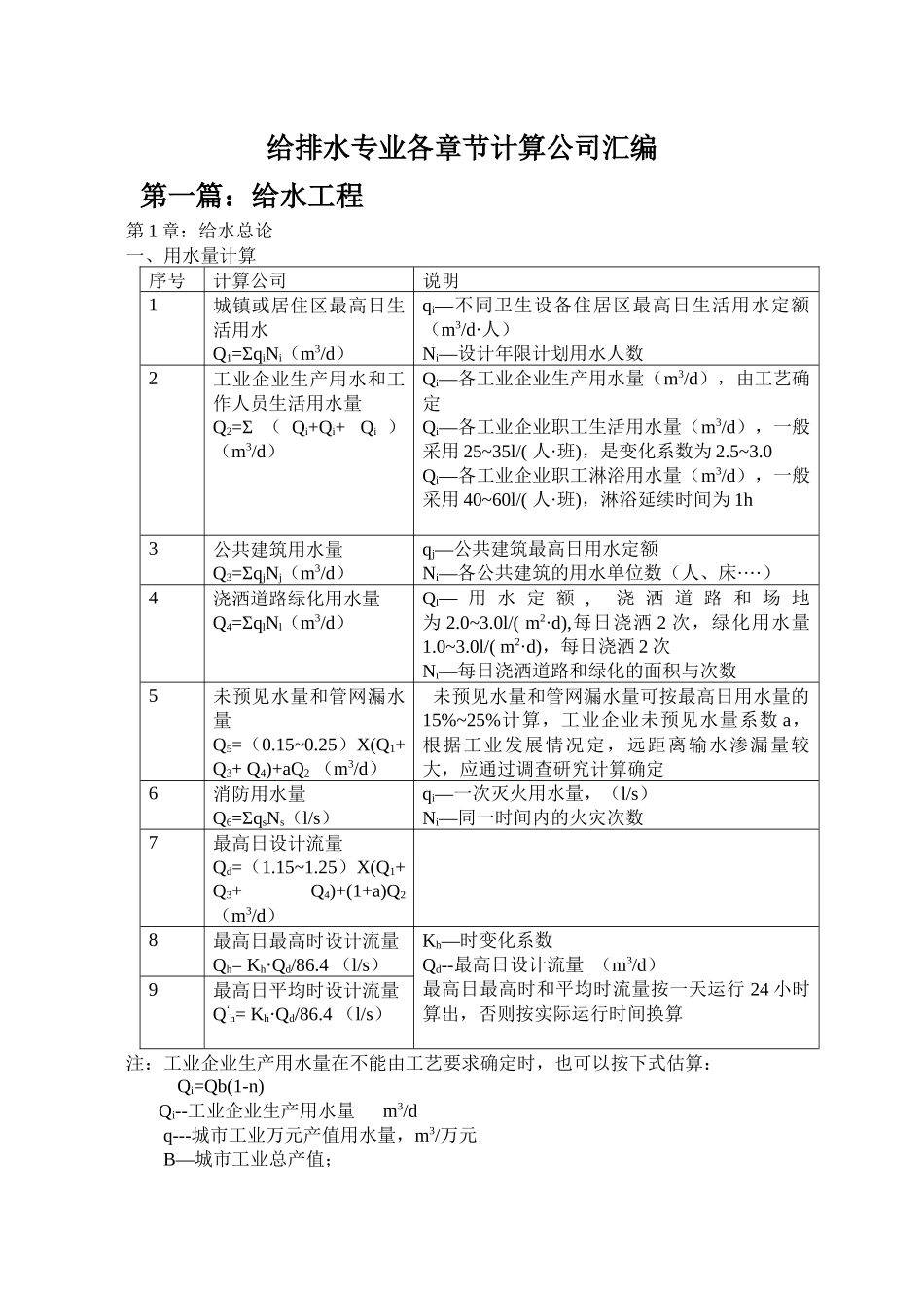 给排水专业相关计算_第1页