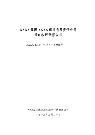 某煤业有限责任公司采矿权评估报告书范本