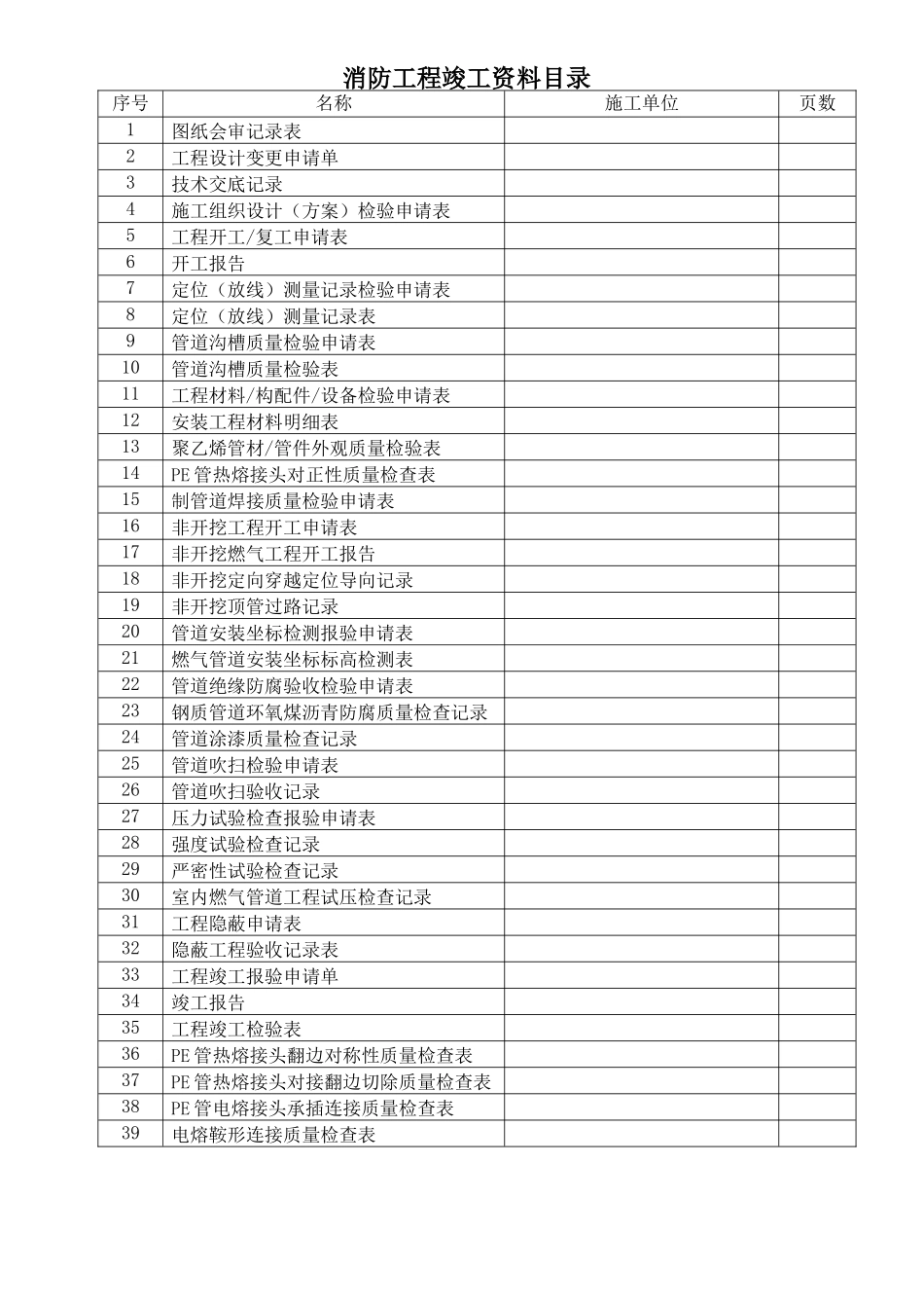 消防工程竣工资料表格范本_第1页
