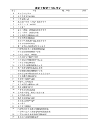 消防工程竣工资料表格范本