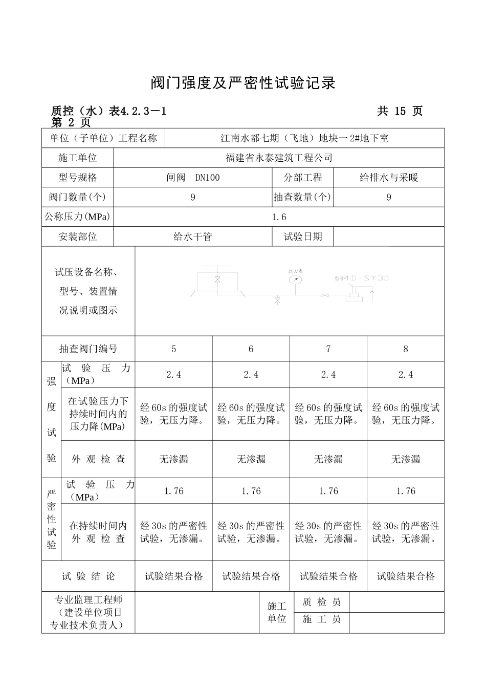 给水阀门强度及严密性试验记录(DOC34页)_第2页