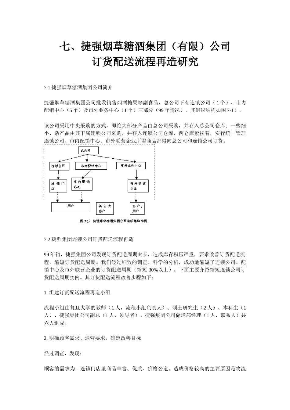 七、捷强烟草糖酒集团(有限)公司订货配送流程再造研究_第1页