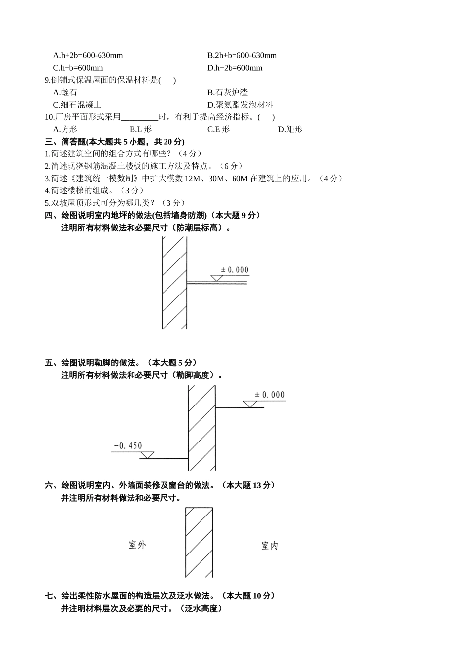 浙江省X年7月自考房屋建筑学试题_第2页