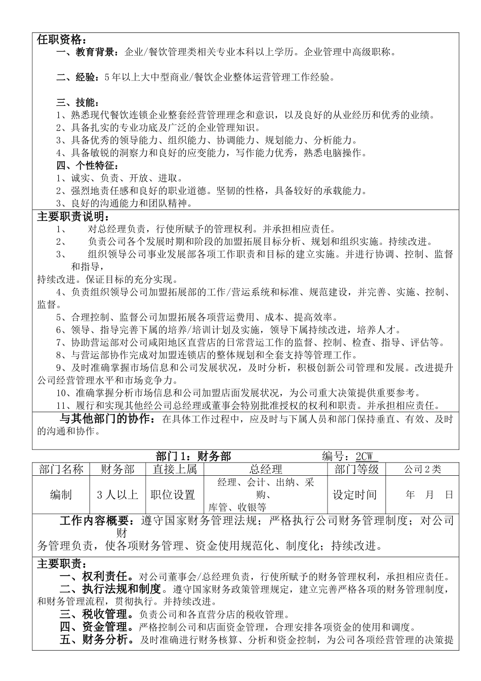 餐饮连锁公司组织结构和职责说明(DOC47页)_第3页