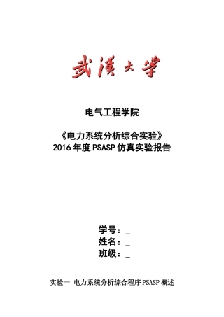 武大电力系统分析综合实验