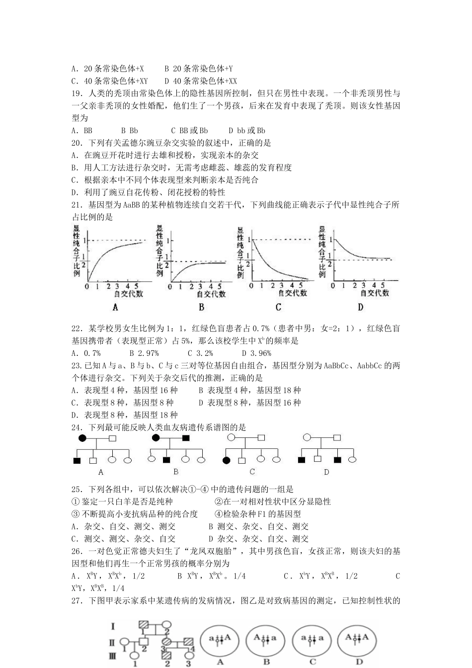 XXXX年全国中学生生物学竞赛上海赛区试题_第3页