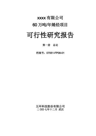 60万吨煤制烯烃项目可研1(1)