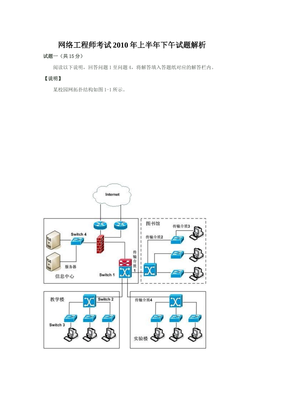 网络工程师考试XXXX年上半年下午试题解析_第1页