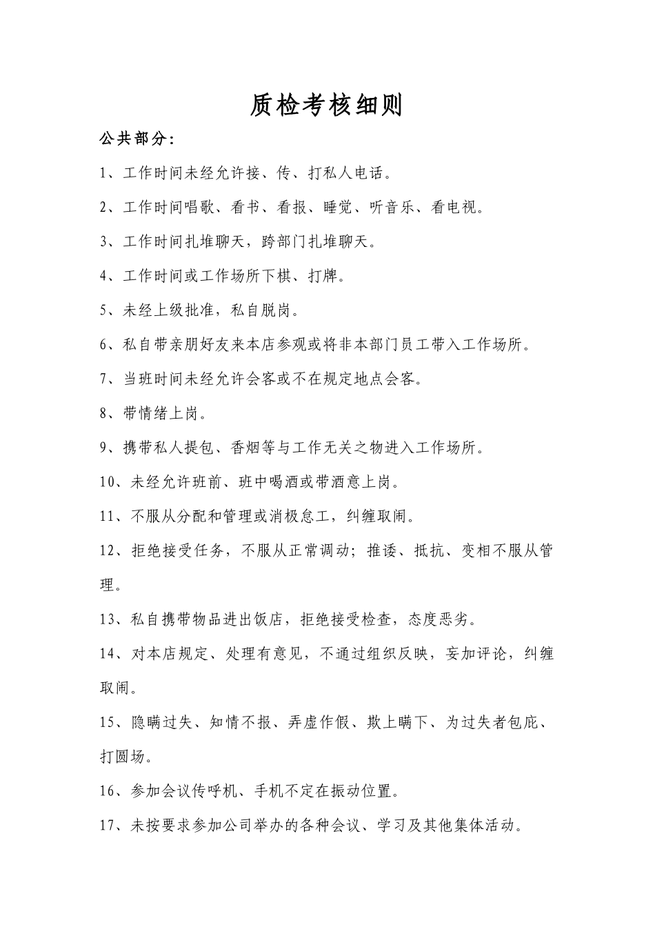 酒店质检考核细则_第1页