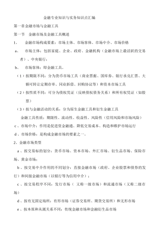 金融专业基础知识要点
