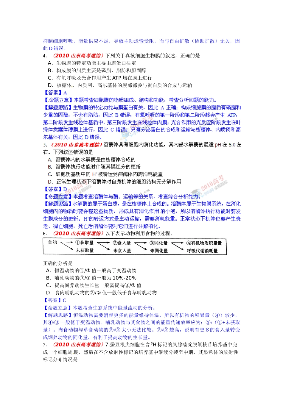 XXXX年山东理综试题生物部分评析_第2页