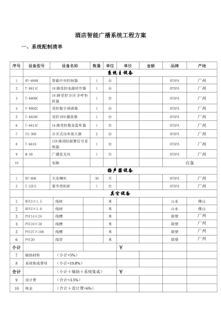 酒店智能广播系统工程方案
