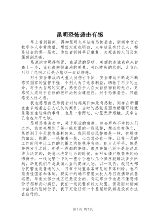 昆明恐怖袭击有感
