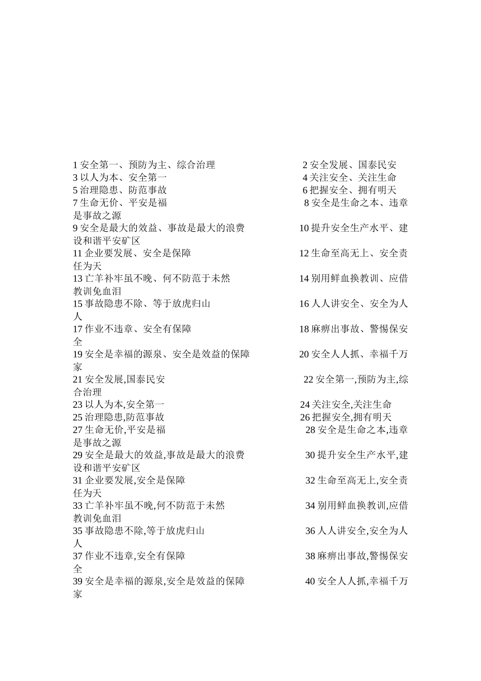 煤矿标语的大汇总_第1页