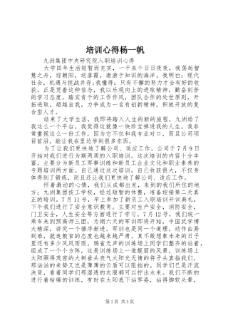 培训心得杨一帆