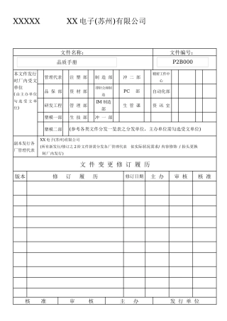 XX电子(苏州)有限公司品質手冊