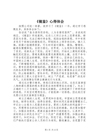 《镜鉴》心得体会