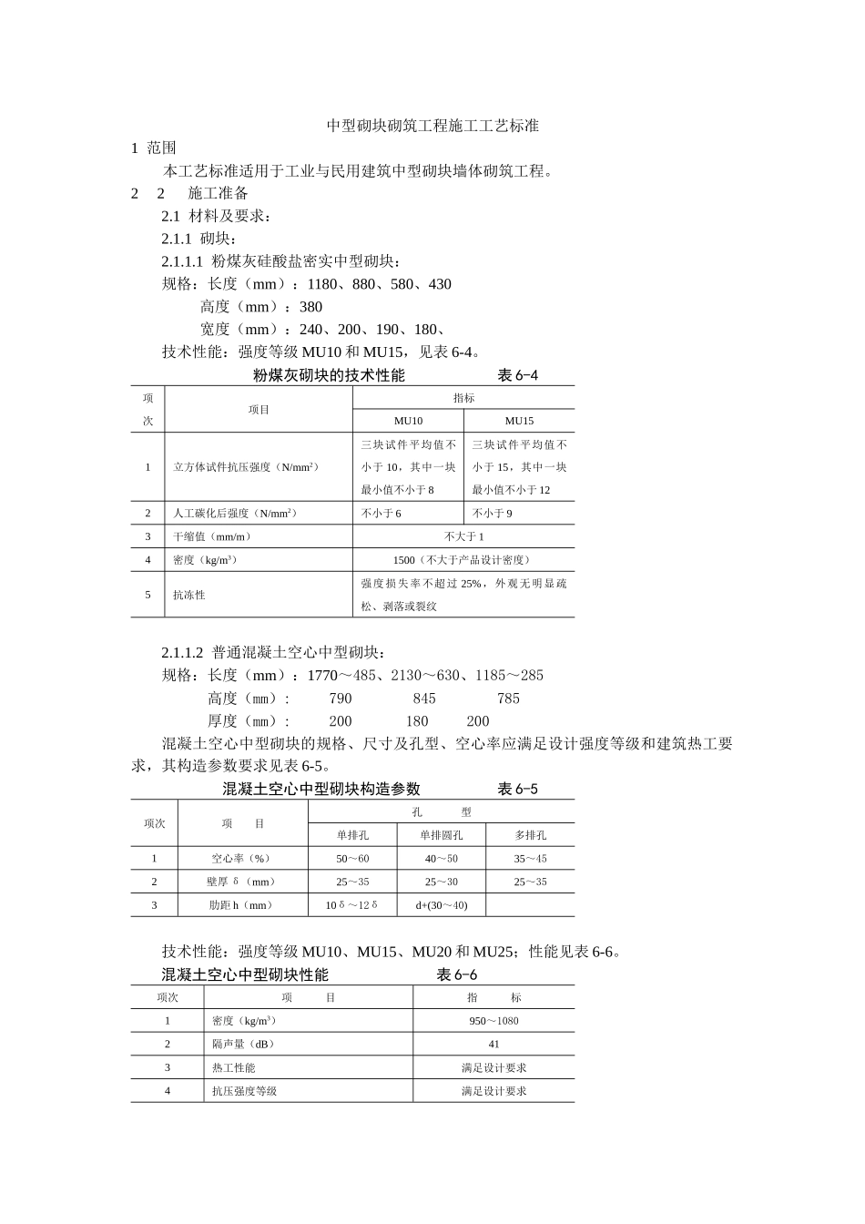 中型砌块砌筑工程施工工艺标准(DOC5页)_第1页