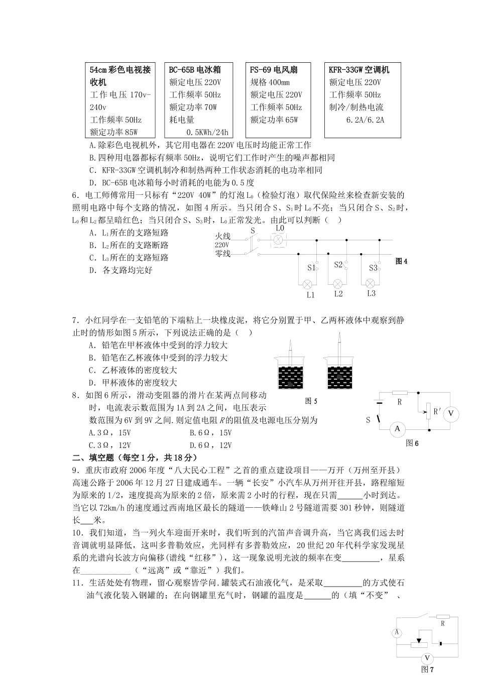 初中毕业生学业暨高中招生物理考试_第2页