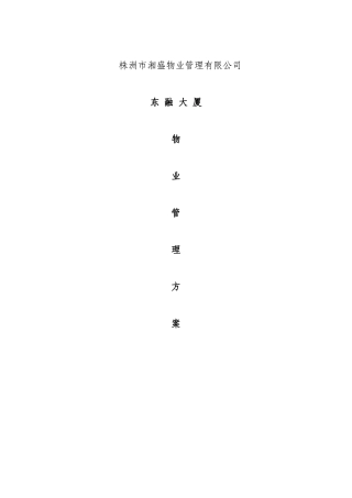 湘盛物业公司东融大厦物业管理方案(305页)