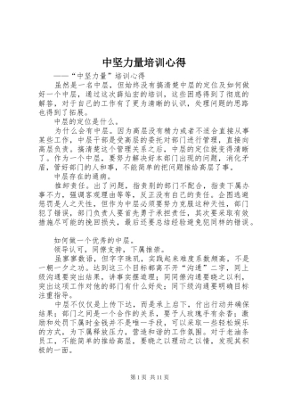 中坚力量培训心得