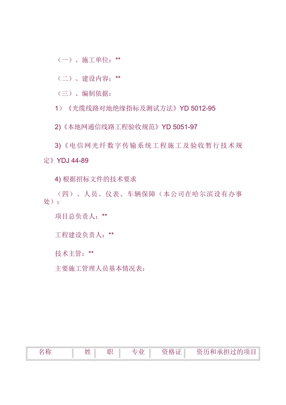 通信线路标施工组织设计(DOC33页)_第1页