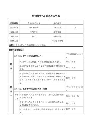 职务说明书－电气B岗.