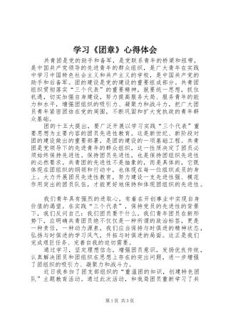 学习《团章》心得体会