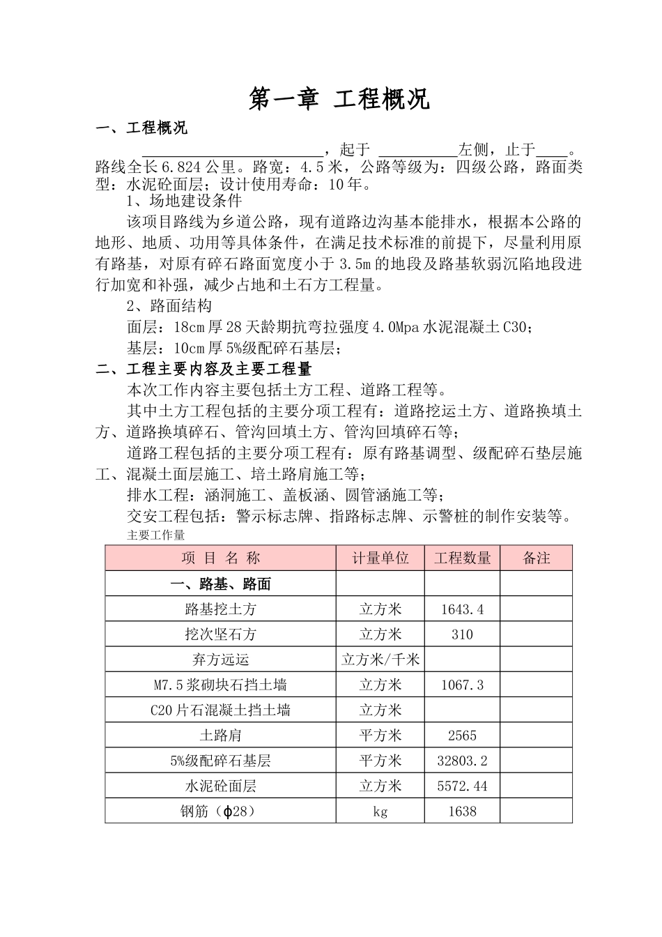 乡村道路硬化工程施工组织设计(DOC64页)_第1页