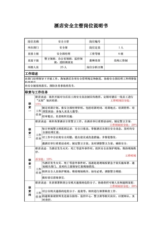 酒店安全主管岗位说明书.