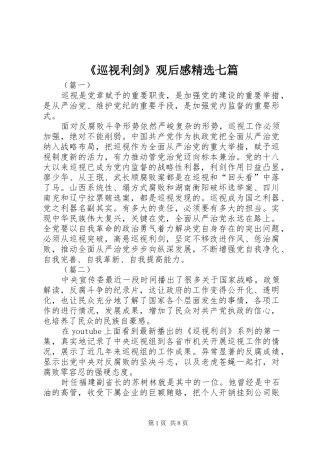 《巡视利剑》观后感精选七篇