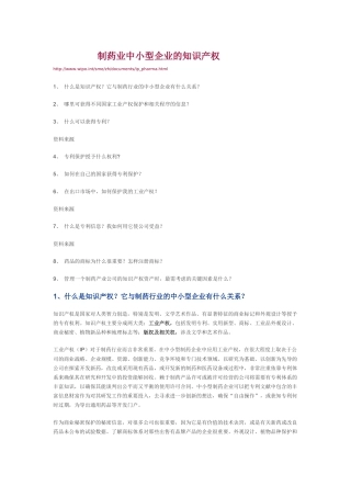 制药业中小型企业的知识产权