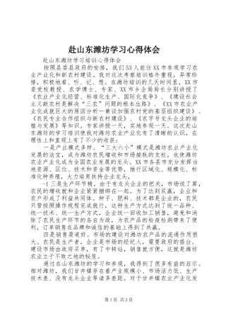 赴山东潍坊学习心得体会