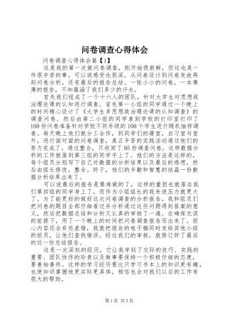 问卷调查心得体会
