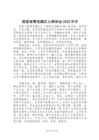 观看南粤党旗红心得体会20XX年字