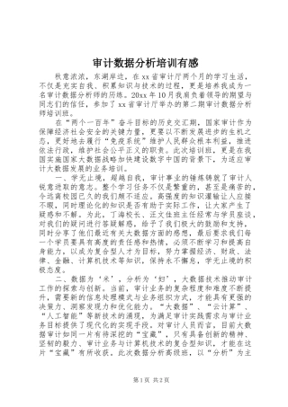 审计数据分析培训有感