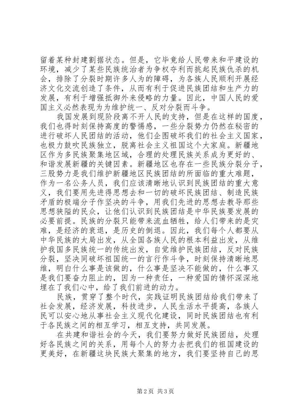 20XX年民族团结心得体会_第2页