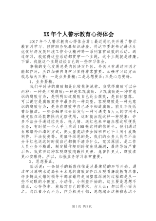 XX年个人警示教育心得体会