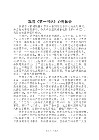 观看《第一书记》心得体会