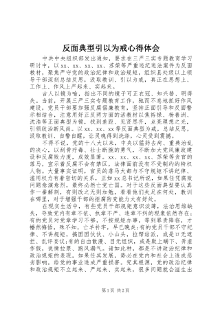反面典型引以为戒心得体会