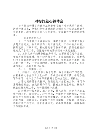 对标找差心得体会